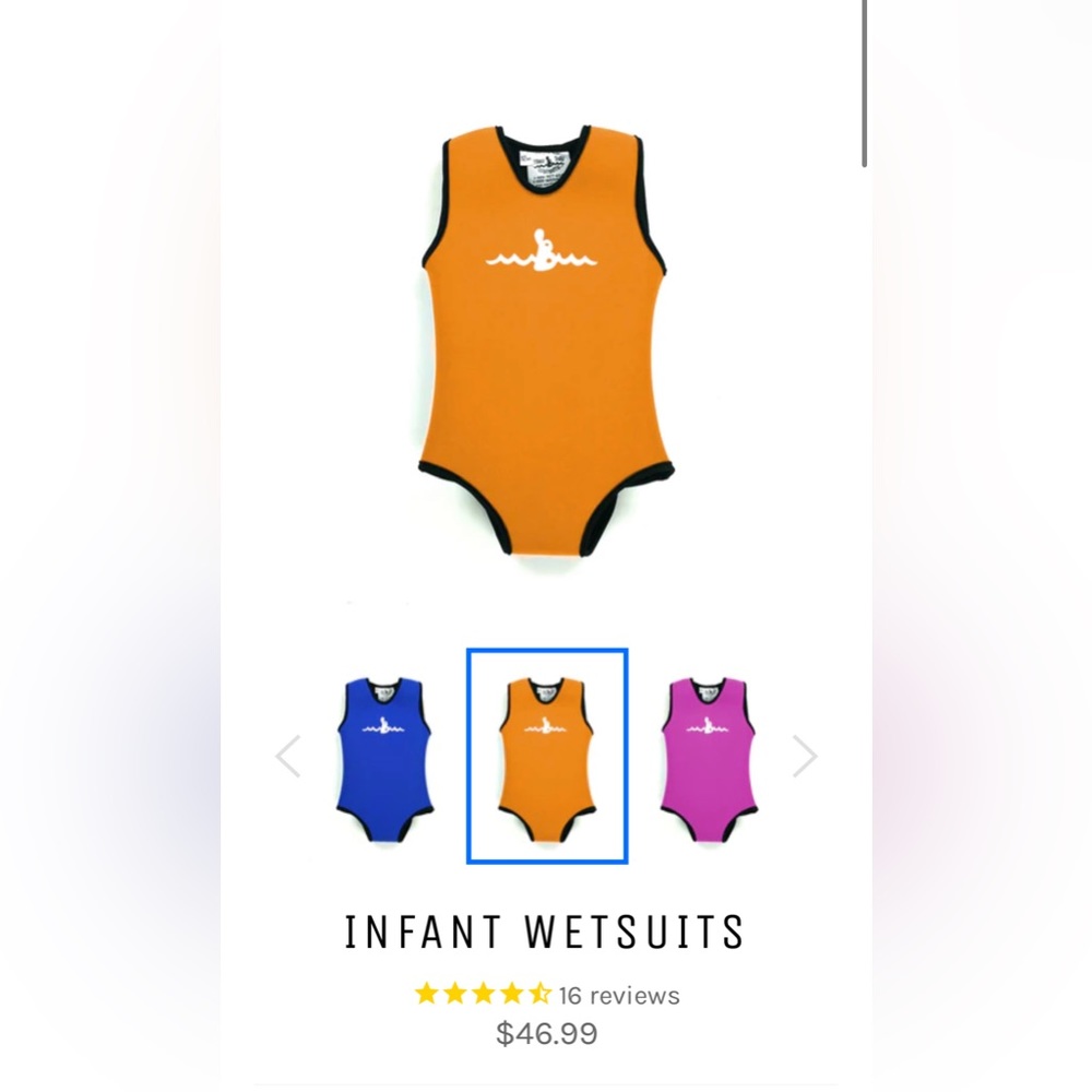 Warm belly baby wetsuit, orange, infant (size 12 months)
